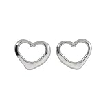 Eve's Addiction Sterling Silver Heart Shaped Stud Earrings