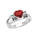 7MM 1.30 CT Garnet Heart Ring In Sterling Silver (Available In Sizes 6 - 9)