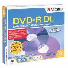 Click here to buy Verbatim - 3 x DVD-R DL - 8.5 GB ( 215min ) 4x - jewel case - storage media by Verbatim.
