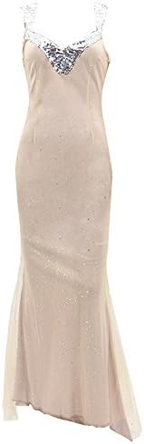 POPALIA Womens Sexy Sequin Long Prom Evening Cocktail Bridesmaid Dress Mermaid L