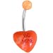 BE MINE Multi Orange CANDY HEART Belly Button Ring