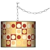 Swag Style Retro Dotted Squares Shade Plug-In Chandelier