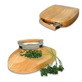 New Picnic Time Herb Chop Block 897-00-505 Rubber Solid Wood Chopping Block Double-bladed Knife