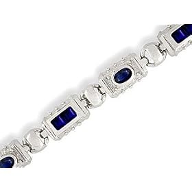 14K White Gold Genuine Square Sapphire Bracelet by Jewels For Me
