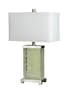 Candice Olson Damask Table Lamp, Etched Glass with Brushed Silver Base and Linen Hard-Back Shade, 14-Inch by 23-Inch