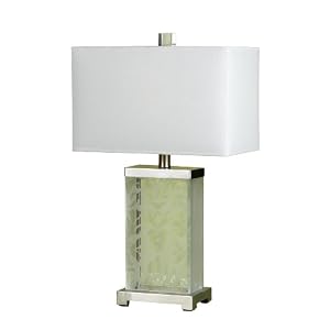 Candice Olson Damask Table Lamp, Etched Glass with Brushed Silver Base and Linen Hard-Back... by Candice Olson