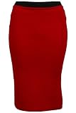 78U Womens Red Stretch Ladies Fitted Pencil Office Pull On Smart Skirt Size 4/6