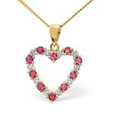 9ct Diamond & Ruby Heart Pendant .