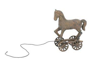 Cast Iron Horse Pull Toy Garden Statue Patio Art Deco