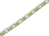 14K White Gold Genuine Oval Peridot and Diamond Bracelet