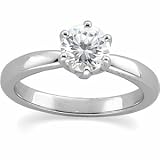 0.7 Carat Diamond 14K White Gold Bridal Engagement Ring Round K-I1