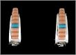 Southwestern Native American Turquoise and Angel Skin Coral Inlaid Earrings in Sterling Silver, tp192