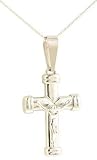 medium traditional style end-capped hollow tube 14K white gold cross