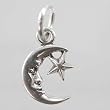 Tiny Man in the Moon and Star Charm in Sterling Silver, #9522