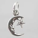 Tiny Man in the Moon and Star Charm in Sterling Silver, #9522