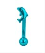 ANODIZED STEEL BLUE DOLPHIN EYEBROW RING