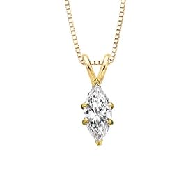 0.46 ct. F - I1 Marquise Cut Diamond Solitaire Pendant with Chain