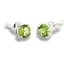 Small Genuine Natural Round Green Peridot Sterling Silver Post Stud Earrings