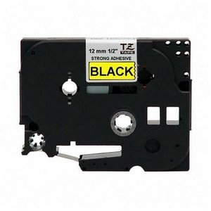 Brother 1/2 Inch x 26.2 Feet Black on Yellow Laminated Tape with Super Strong Adhesive (TZS631)