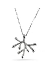 Bling Jewelry 925 Sterling Silver Coral Pendant Necklace 16 inches
