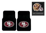 3-Piece San Francisco 49ers Automotive Interior Gift Set - A Set of 2 NFL Licensed Universal-Fit Molded Front Rubber Floor Mats and One Official NFL Licensed Team Helmet Logo Air Freshener Pine Forest Scent