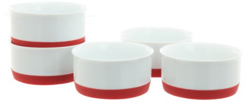 すべりにくいシリコン付き食器 中鉢 10.7cm 5個セット レッド 79724