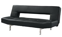 Big Sale Homelegance 4805BLK Drake Convertible/Adjustable Sofa with Bed, Black Bi-Cast Vinyl