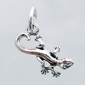 Tiny Lizard or Gecko Charm in Sterling Silver, #11518