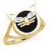 14k Gold; Black Onyx and Diamond Cat Ring