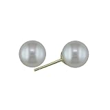 7–7.5mm Japanese Akoya White Pearl Earrings with 14K Yellow Gold Posts
