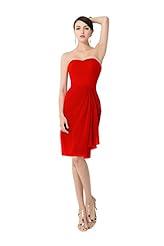 Strapless Lace Tiered Pleated Chiffon/Polyester Cocktail Short Bridesmaid Dress/Wedding Dress 