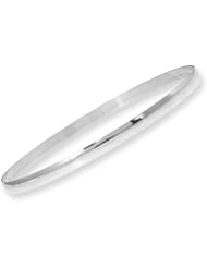 14k White Gold, Classic Plain Polished Slip On Bangle Bracelet 4mm Width