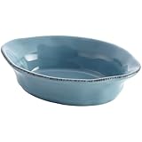 Rachael Ray Cucina Stoneware 12-Ounce Oval Au Gratin, Agave Blue