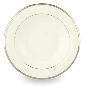Lenox Solitaire White Platinum Banded Bone China Pasta Bowl Rim Soup by Lenox