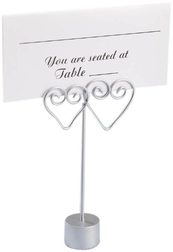 Darice 1406-40, Double Heart Wire Place Card Holder, 12-Piece, Silver
