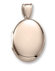 18k Premium Weight Yellow Gold Oval Picture Locket Jewelry 3/4 inch x 1 inch in 18K