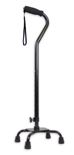 Ez2care Adjustable Small Base Quad Cane, Black
