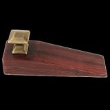 Door Stops Cherry Finish Hardwood, Cherry Finish Door Wedge Antique Br. Finish Knob