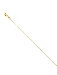 14k Solid Gold Yellow Cable Link Chain Necklace 0.8mm 24"