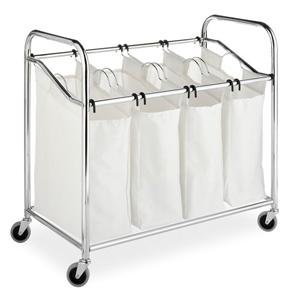 Whitmor Chrome and Canvas Four Section Laundry Sorter