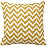 Goldenrod Yellow Chevron Ikat Pattern Throw Pillow Case 18" * 18"