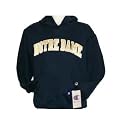 Notre Dame University Navy Hooded Sweatshirt with Notre Dame Gold and White Tackle Twill Embroidery By Champion