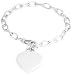 Sterling Silver B1039 Women's Link with Heart Bracelet