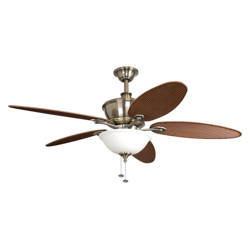 Ellington GLB52CB5C Glenbrook 52-Inch Five-Blade Ceiling Fan for Damp Locations, Caribbean Brass with White Frosted Glass Light