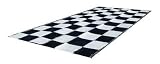 RV Patio Mat: 9x12 Black & White Checkered Flag Mat