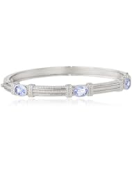 Judith Ripka "Giftables" 3 Oval Stones Berge Blue Bangle Bracelet