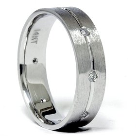 14K Men's Diamond Bezel Set Ring Comfort Fit Wedding Band 14K White Gold 14K Men's Diamond Bezel Set Ring Comfort Fit Wedding Band 14K White Gold