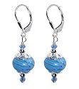 Dainty Blue Milifalio Swarovski Crystal Sterling Silver Leverback 1.5" Long Drop Earrings