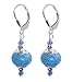 Dainty Blue Milifalio Swarovski Crystal Sterling Silver Leverback 1.5" Long Drop Earrings