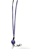 Purple Retractable Crystal Lanyard Keychain Card Holder